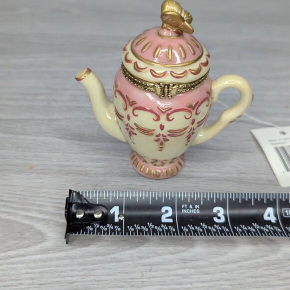 Vintage 1999 NWT A Special Place Ceramic Hinged Tea Pot Trinket Vessel w/Box 4" - Picture 11 of 13